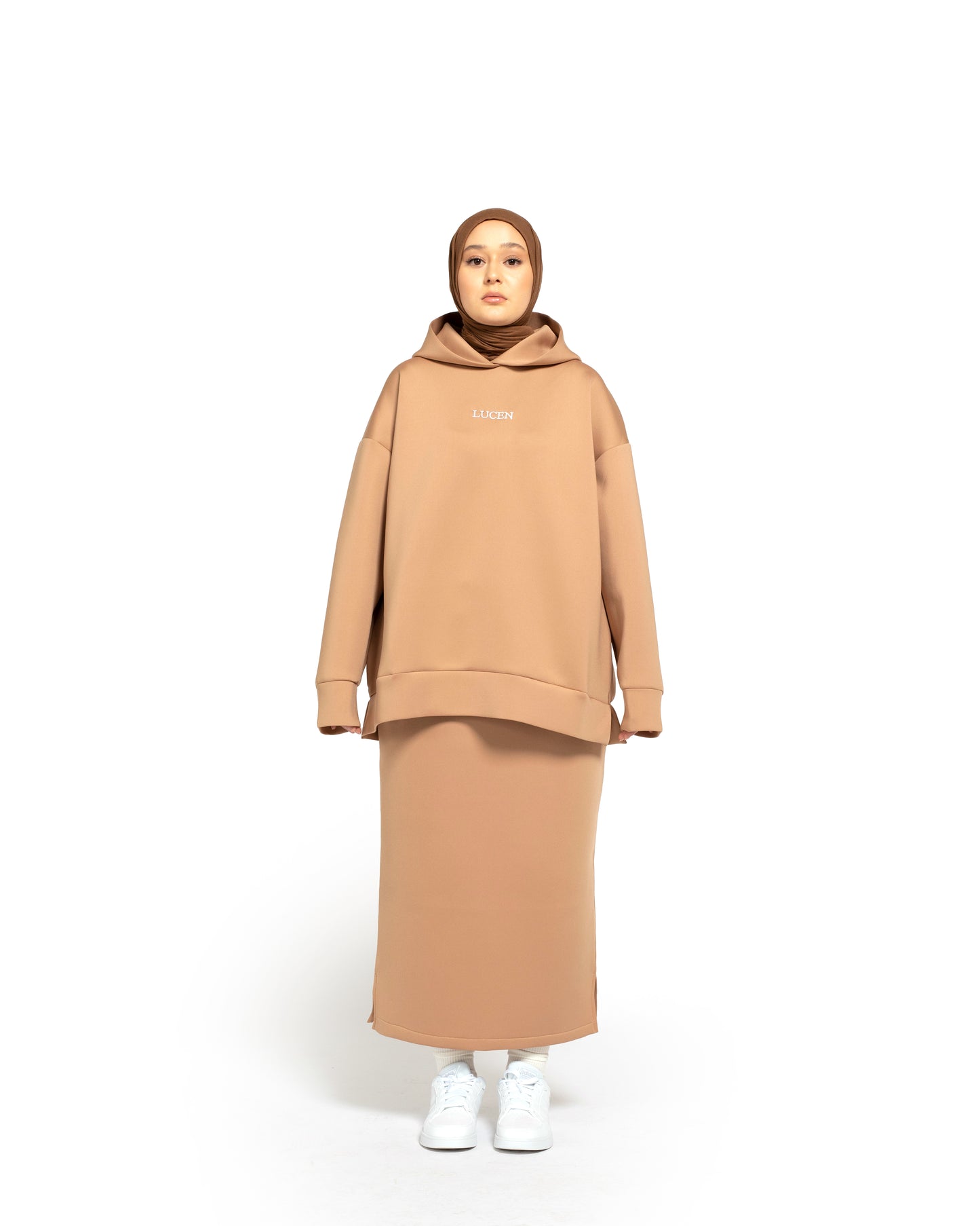 Scuba Oversized Hoodie Beige