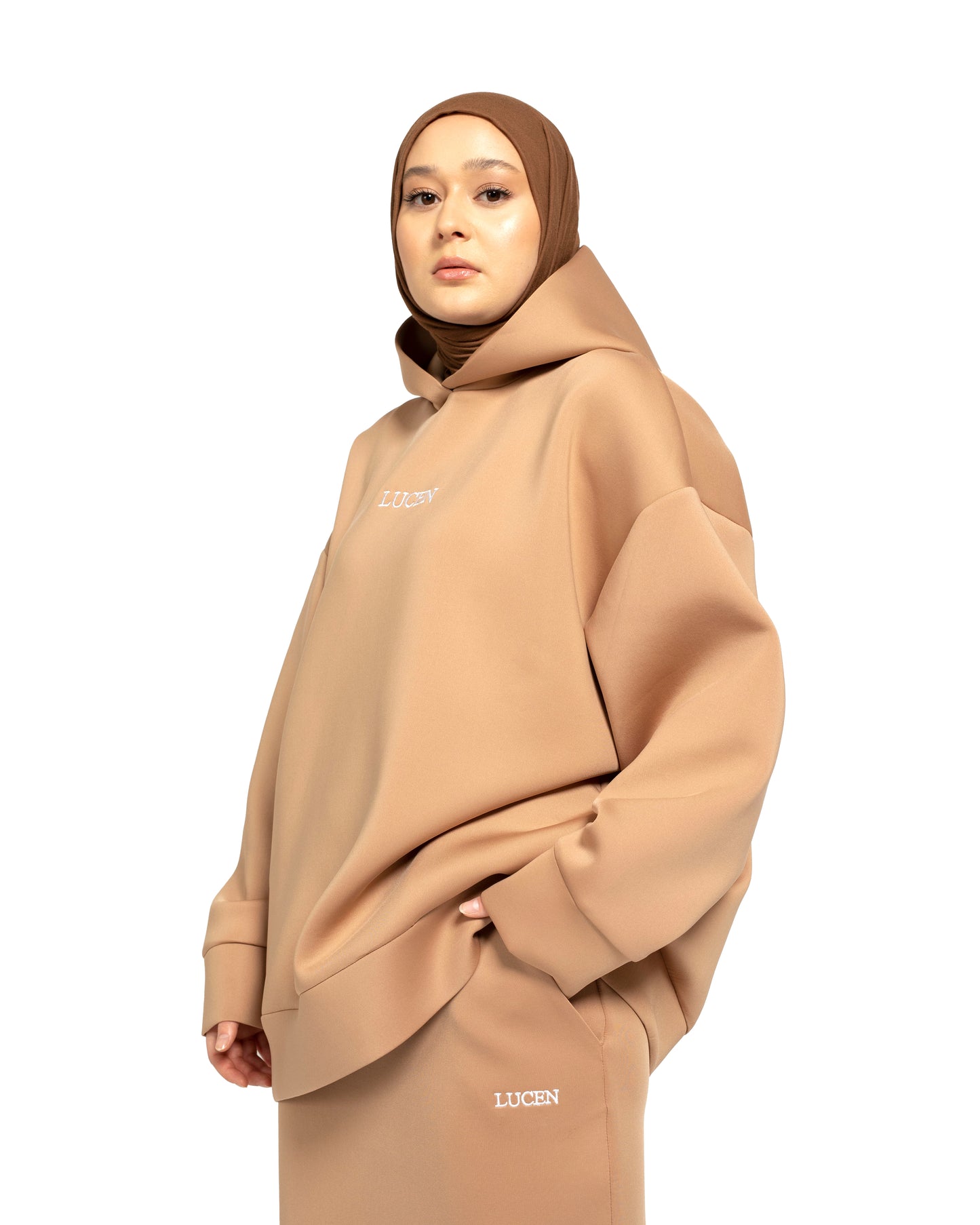 Scuba Oversized Hoodie Beige