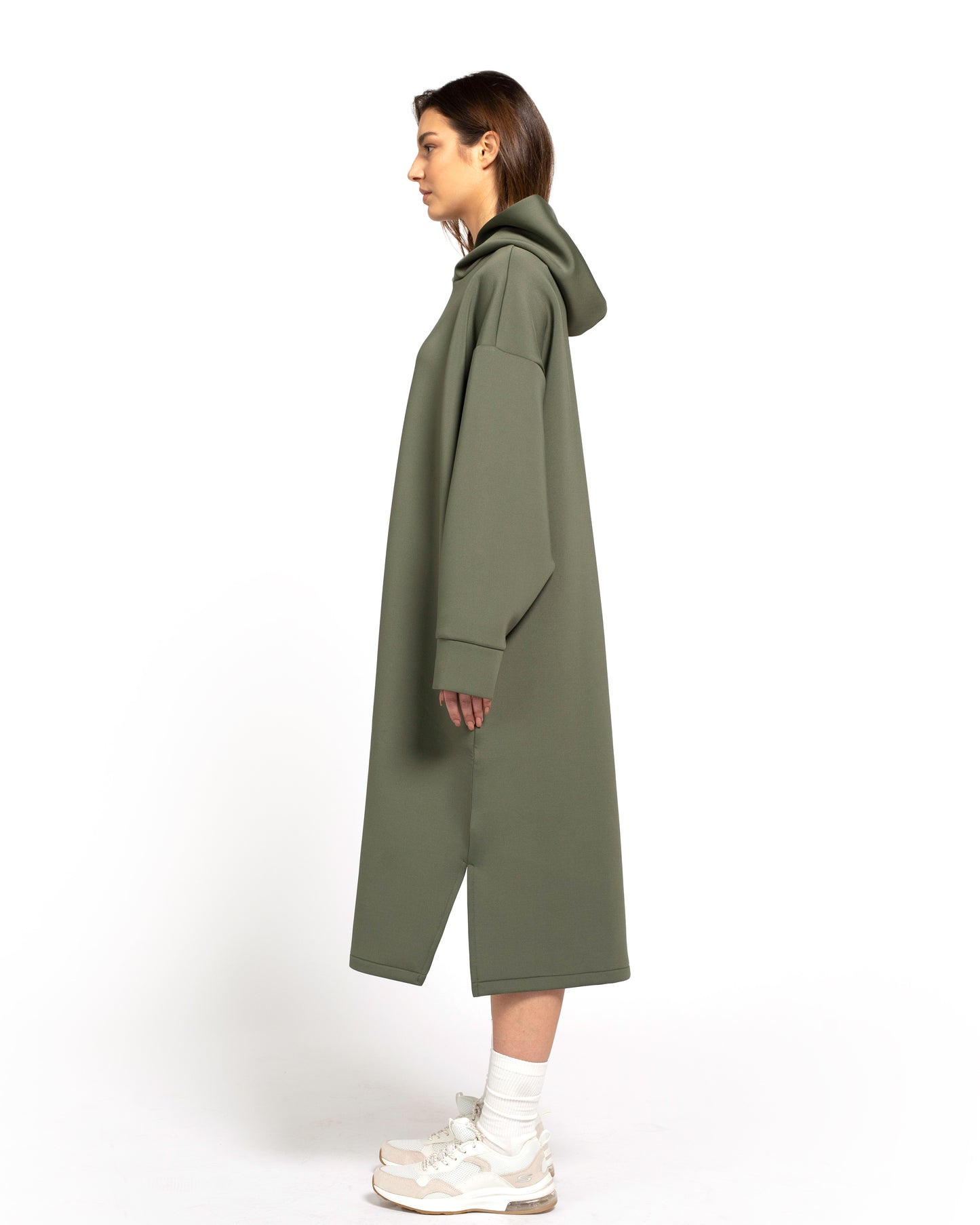 Scuba Oversized Hoodie dress Green